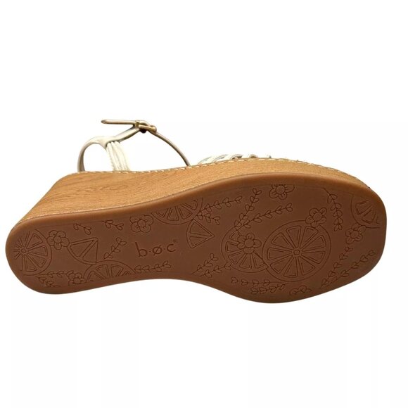 BOC Catalina Women's Platform Wedge Sandal Size 8 White/Tan Glossy Straps Twist - Picture 10 of 14